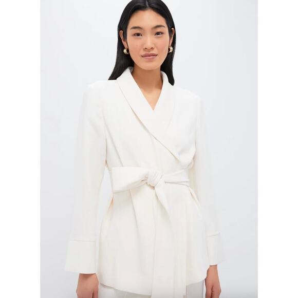 Tuckernuck Pearl White Crepe Talia Wrap Blazer Sz XS - Picture 1 of 7